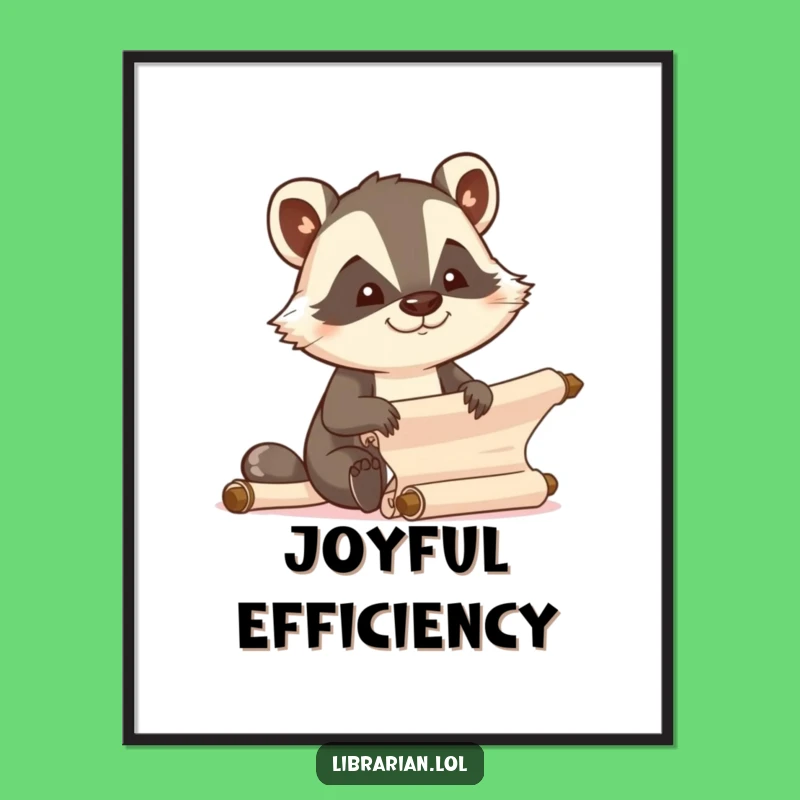 Funny Badger Organizer Digital Art, Focused Printable, Instant Efficient Decor