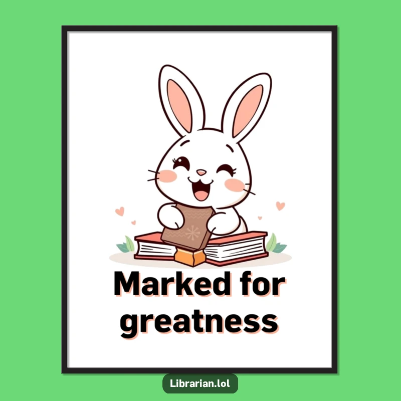 Funny Rabbit Digital Art - Happy Bunny Book Stamp Print