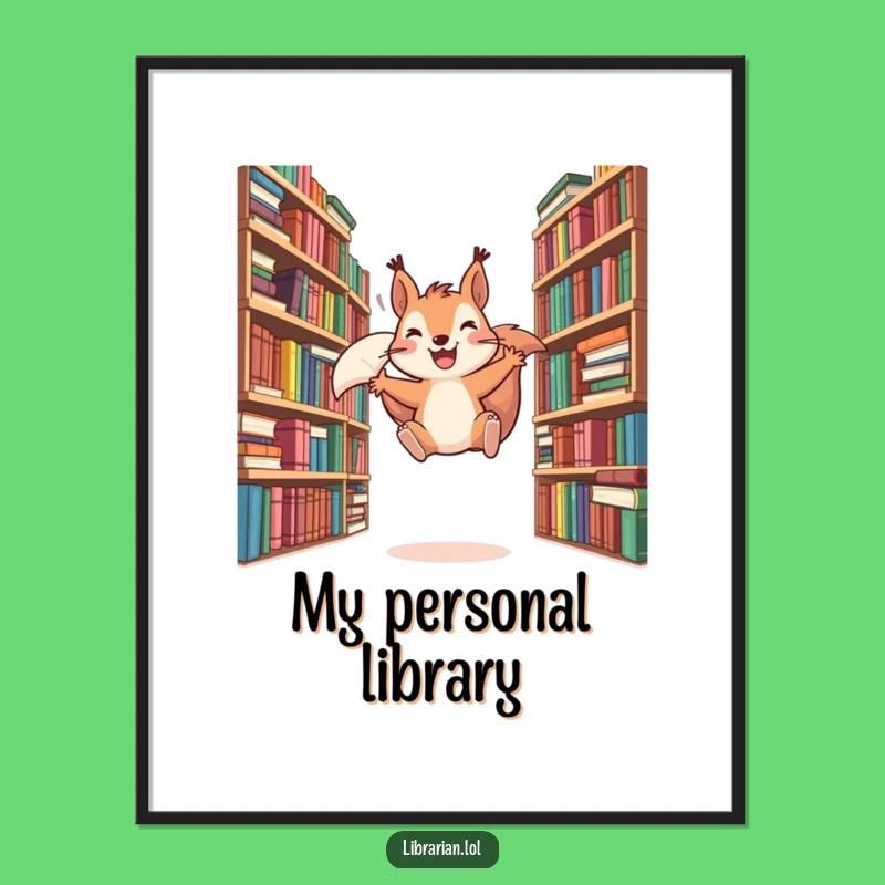 Funny Squirrel Reading Digital Art - Instant Download for Book Lover Decor