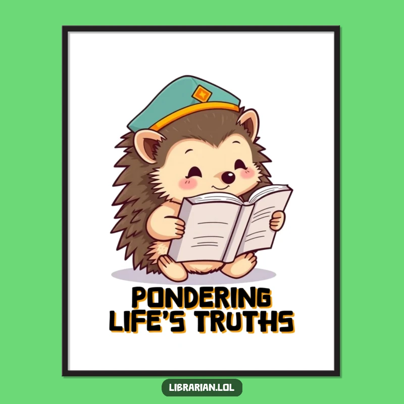 Funny Hedgehog Digital Art - Hilarious Printable for a Studious and Whimsical Space