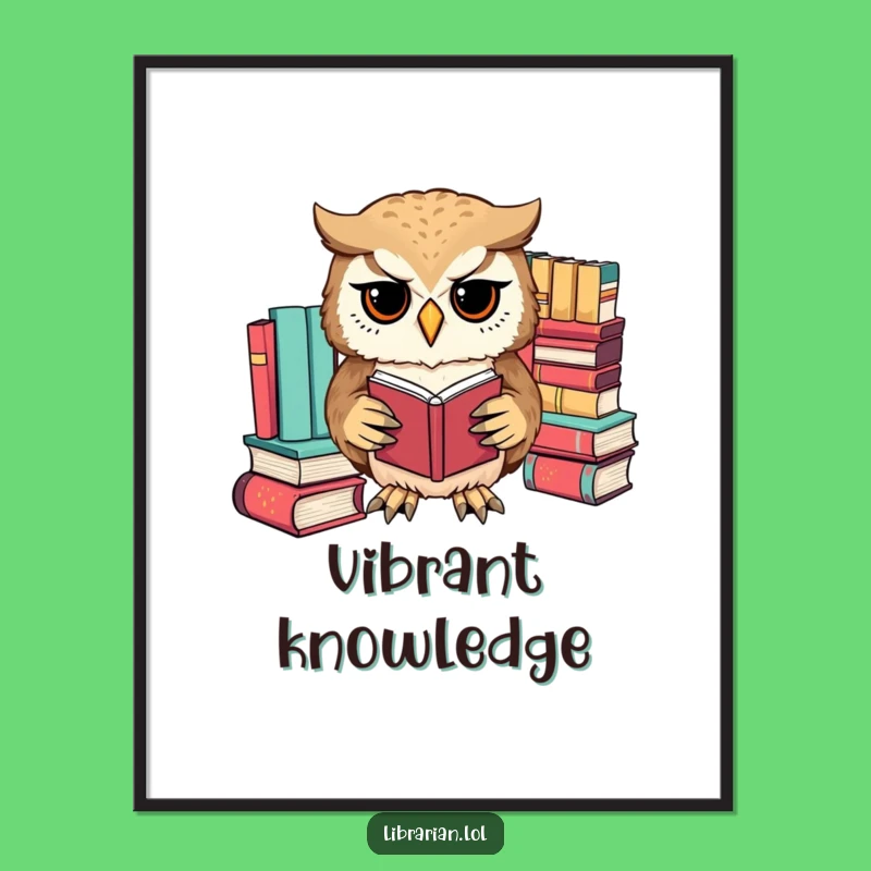Funny Owl Book Organizer Art Print - Whimsical Digital Download