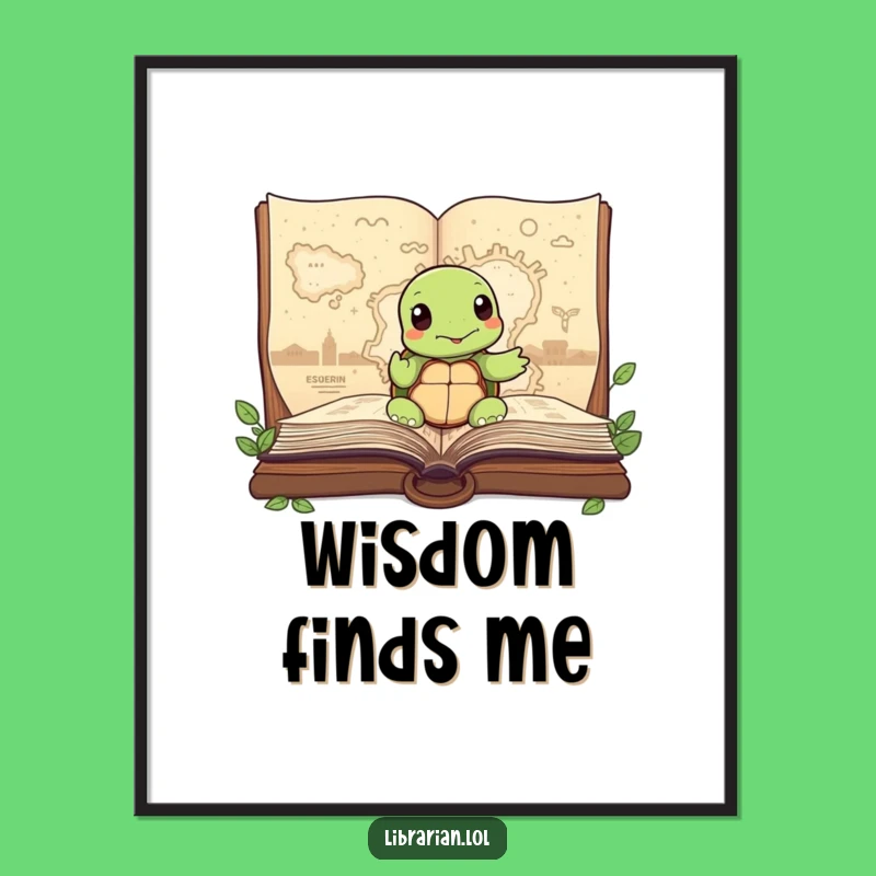 Funny Turtle Story Map Art Print: Wise Adventure Decor for Your Walls