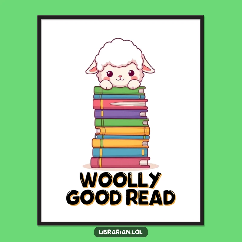 Funny Sheep Book Digital Print: Fluffy Sheep Peeks Over Books, Instant Literary Art!