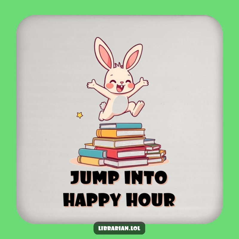 Funny Bunny Books Drink Coaster - Protect Surfaces with Literary Charm