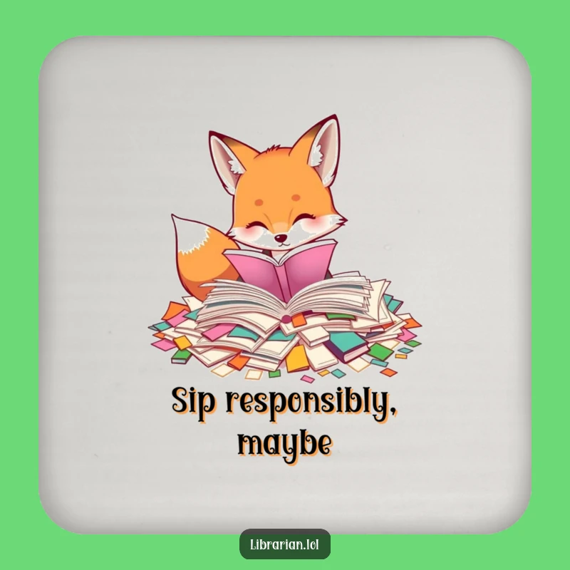 Funny Fox Coaster Set: Curious Page Sorter Protection, Unique Funny Gift