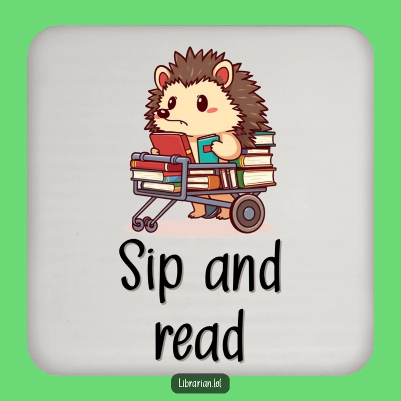 Funny Hedgehog Librarian Coasters - Set of Focused Drink Decor Gift