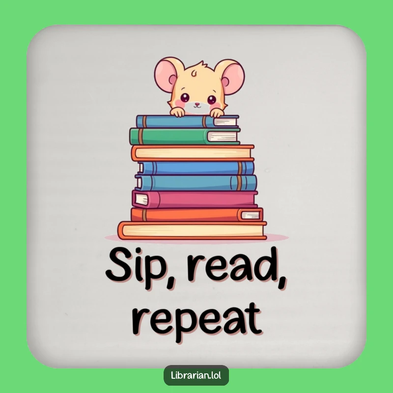 Funny Mouse Book Coaster, Protect Surfaces with Humor, Literary Decor Gift