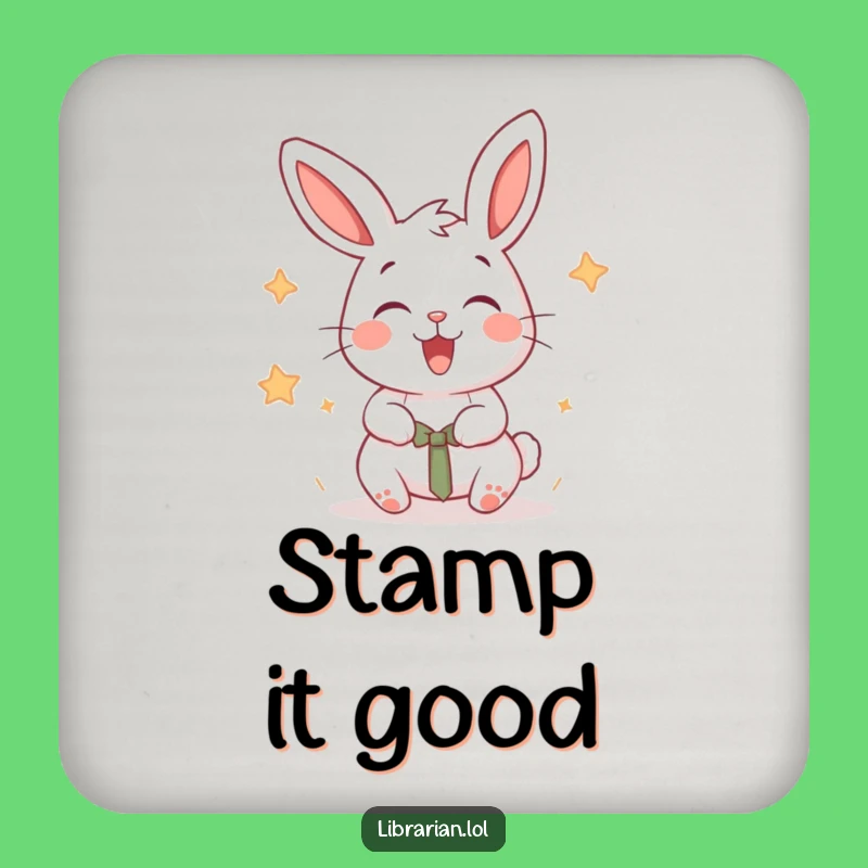 Funny Rabbit Stamper Coaster, Energetic Surface Protection, Joyful Decor