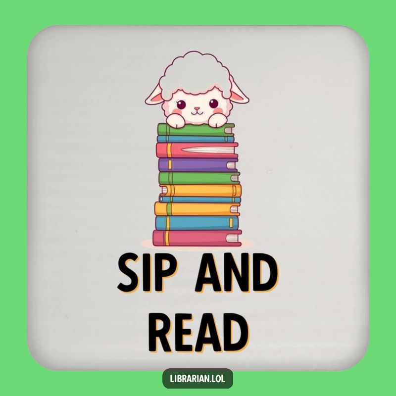 Funny Sheep Book Coaster: Fluffy Sheep Peeks Over Books, Protects Surfaces Hilariously!
