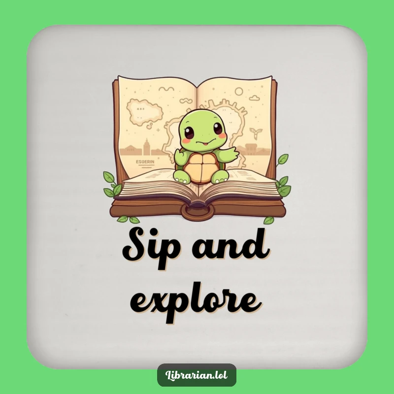 Funny Turtle Story Map Drink Coaster: Wise Protection for Your Surfaces