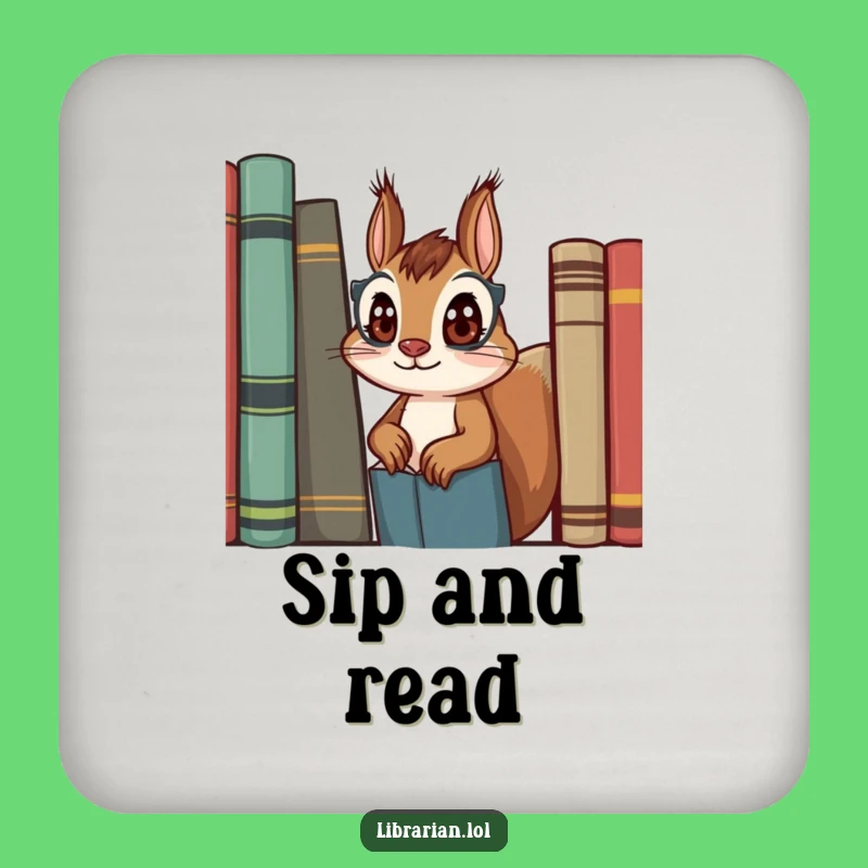Funny Squirrel Librarian Coasters (Set of 4) - Protect Surfaces with Literary Humor