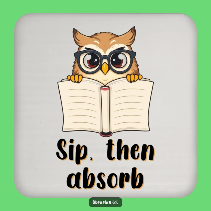 Funny Owl Coaster Set: Protect Surfaces with Bookish Charm, Perfect Funny Gift