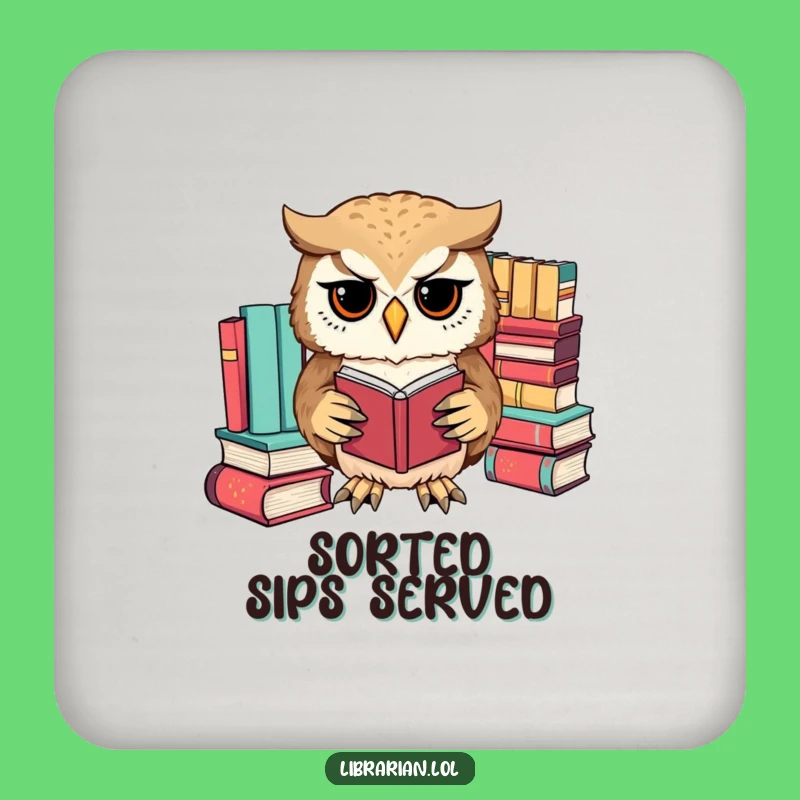 Funny Owl Book Coasters - Humorous Set for Organized Tables