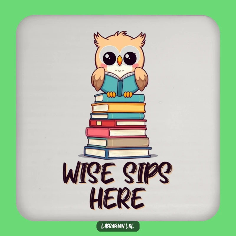 Funny Owl Librarian Coasters: Protect Your Furniture with Wise Humor!