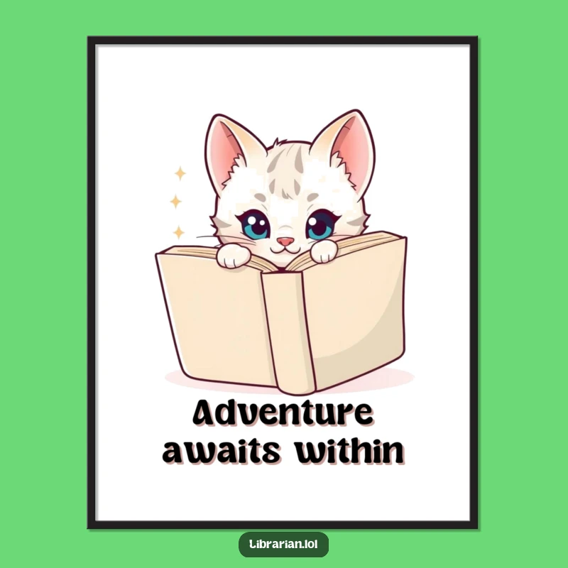 Funny Kitten Poster - Whimsical Cartoon Cat Peeking, Charming Wall Art & Hilarious Gift