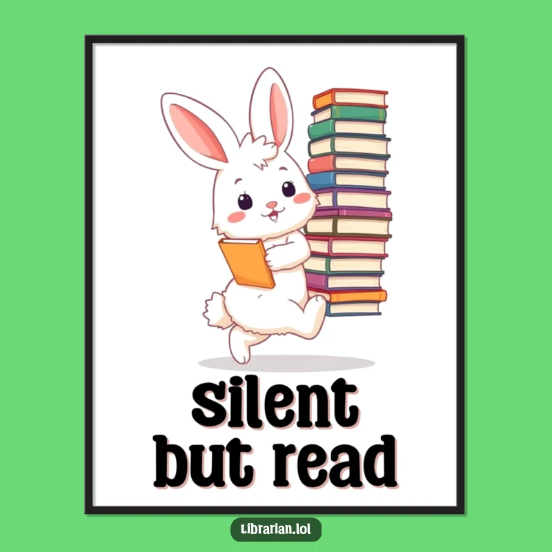 Funny Bunny Librarian Poster: Hilarious Wall Art for Readers - Perfect Gift