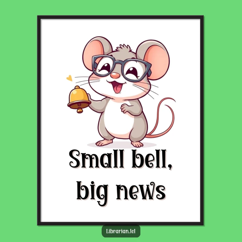 Funny Mouse Poster: Cheerful Bell Ringer Art Print for Joyful Spaces