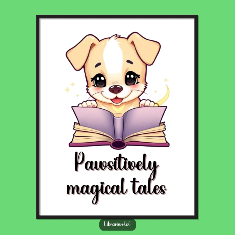 Funny Puppy Book Poster - Whimsical & Hilarious Wall Art Gift