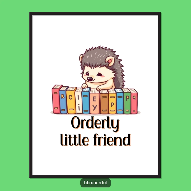 Funny Hedgehog Alphabetizer Poster - Humorous Art for Organized Spaces