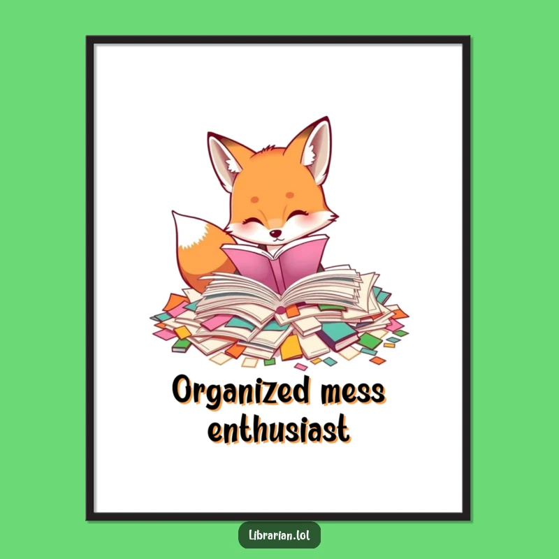 Funny Fox Page Poster: Curious Reader Art, Whimsical Funny Gift for Bookworms