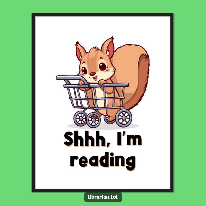 Funny Squirrel Book Lover Poster: Playful Peeking Scene, Charming Wall Art Gift