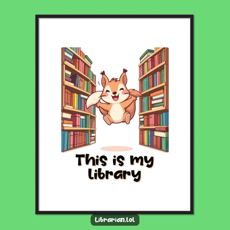 Funny Squirrel Reading Poster - Vibrant Wall Art for Book Lovers' Homes