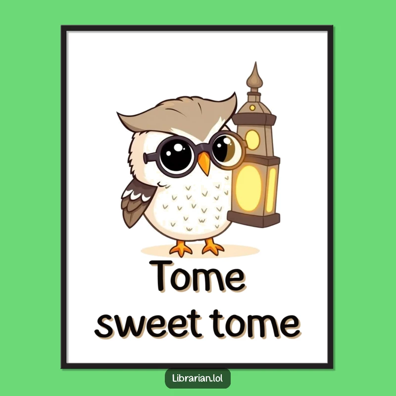 Funny Owl Spectacles Poster: Wise Owl Reads Tome, Hilarious Educational Art!