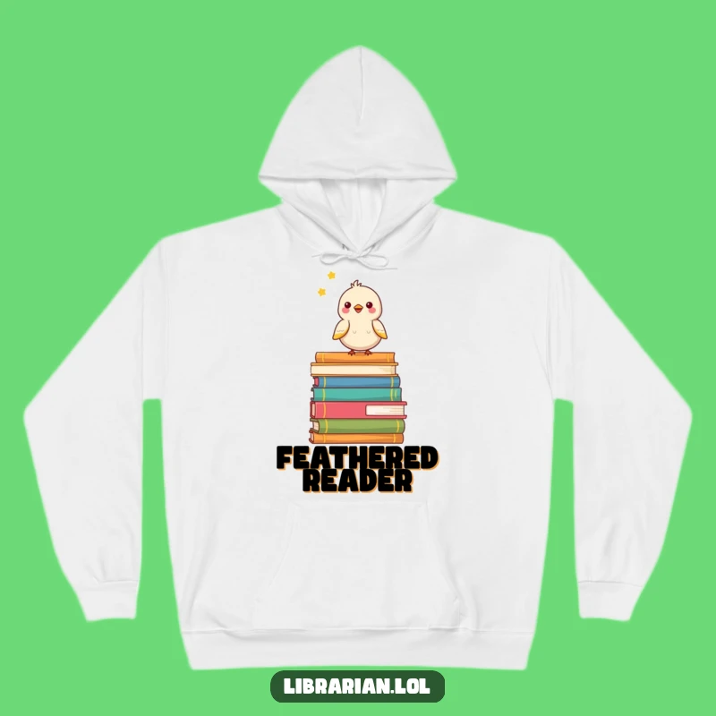 Funny Birdy Book Stack Hoodie - Cozy Comfort for Happy Readers
