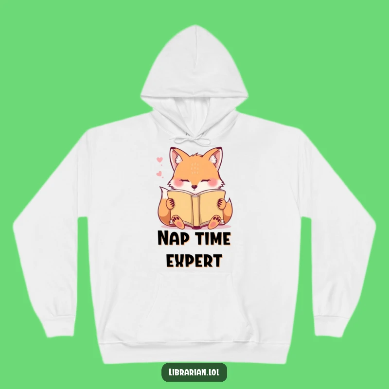 Funny Sleepy Fox Hoodie: Fox Dozes Off Reading, Cozy Funny Gift!