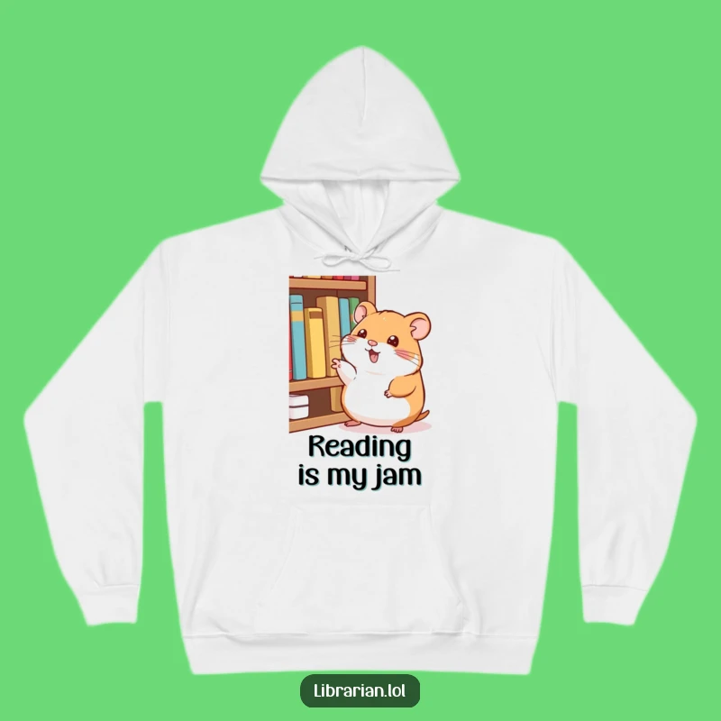 Funny Happy Hamster Bookworm Hoodie: Cozy Reading Companion Apparel Gift