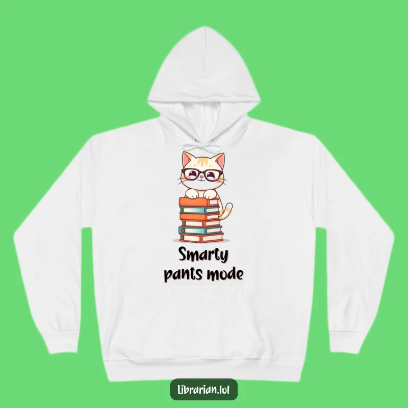 Cozy Funny Cat Book Tower Hoodie - Warm & Hilarious Gift for Readers