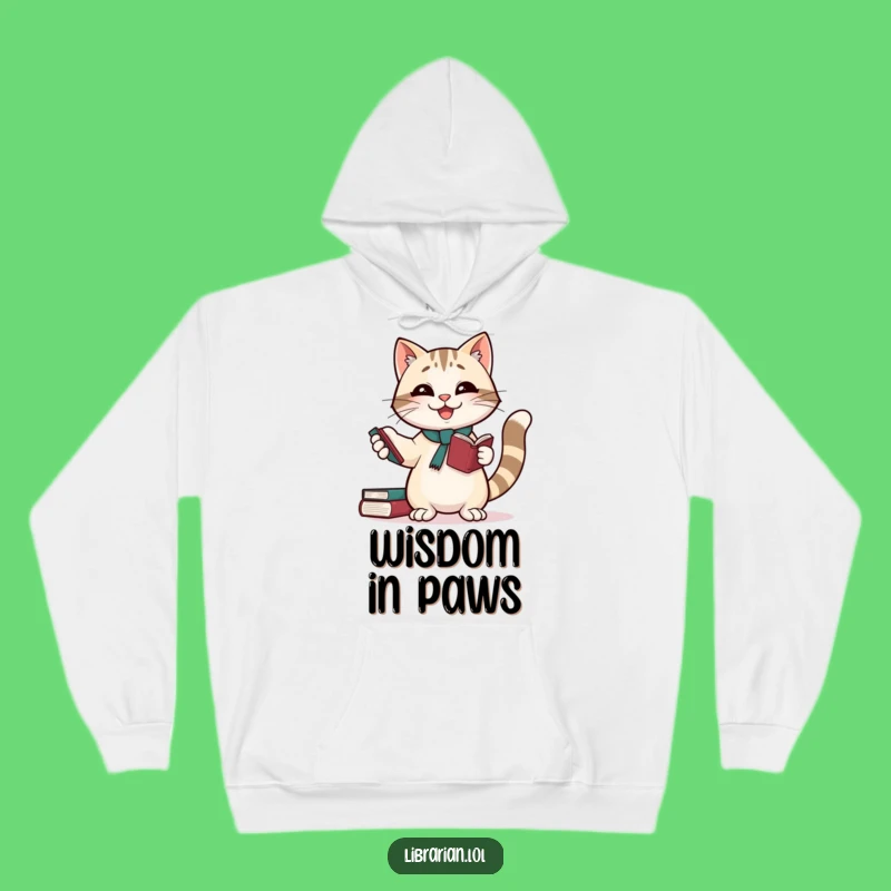 Cozy Funny Giggling Cat Librarian Hoodie: Snuggle Up with a Laugh!