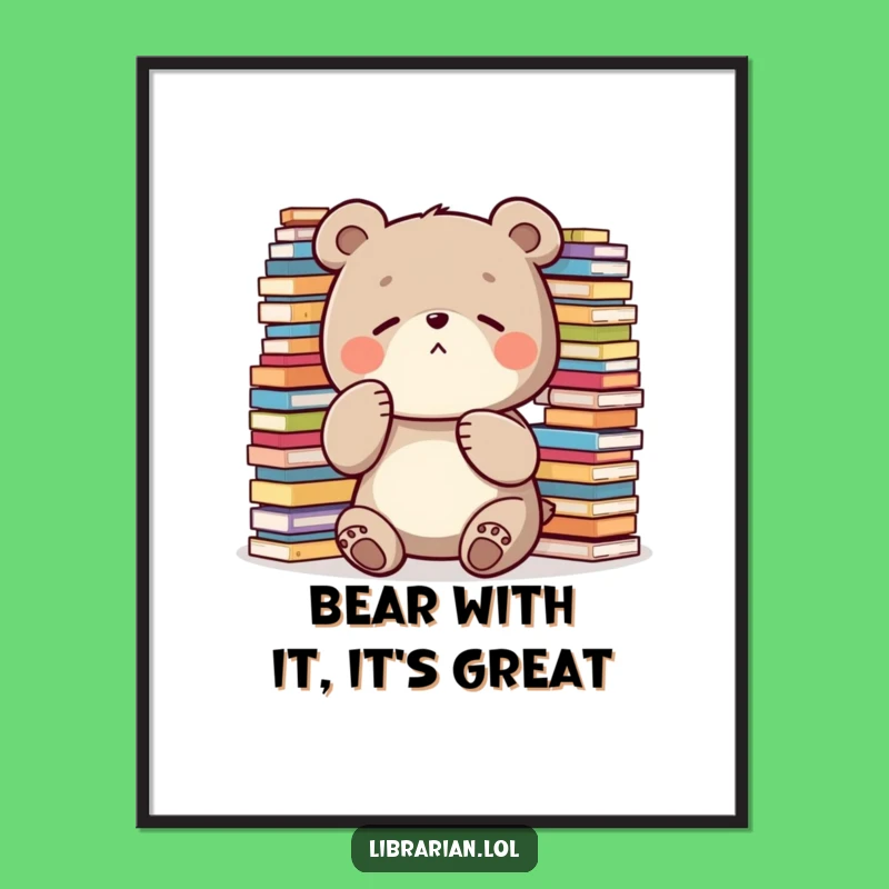 Free Printable Wall Art: Humorous Shushing Bear, Funny Downloadable Art for Book Lovers