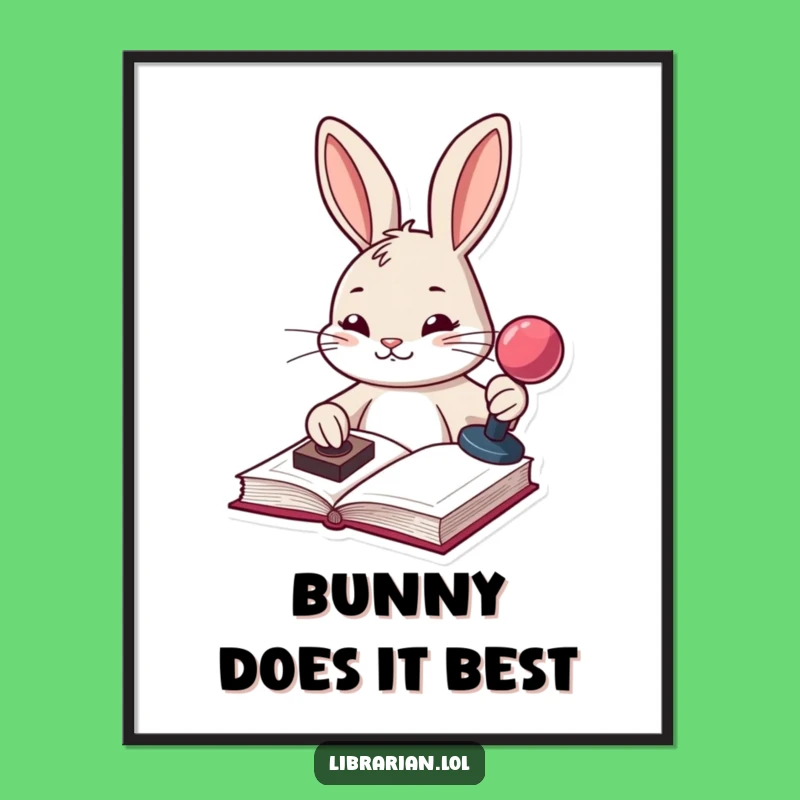 Free Printable Wall Art: Stamping Bunny - Funny Home Decor Download