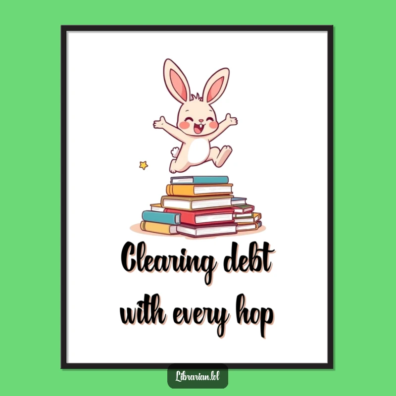Free Printable Bunny Wall Art: Overdue Books Funny Downloadable Decor
