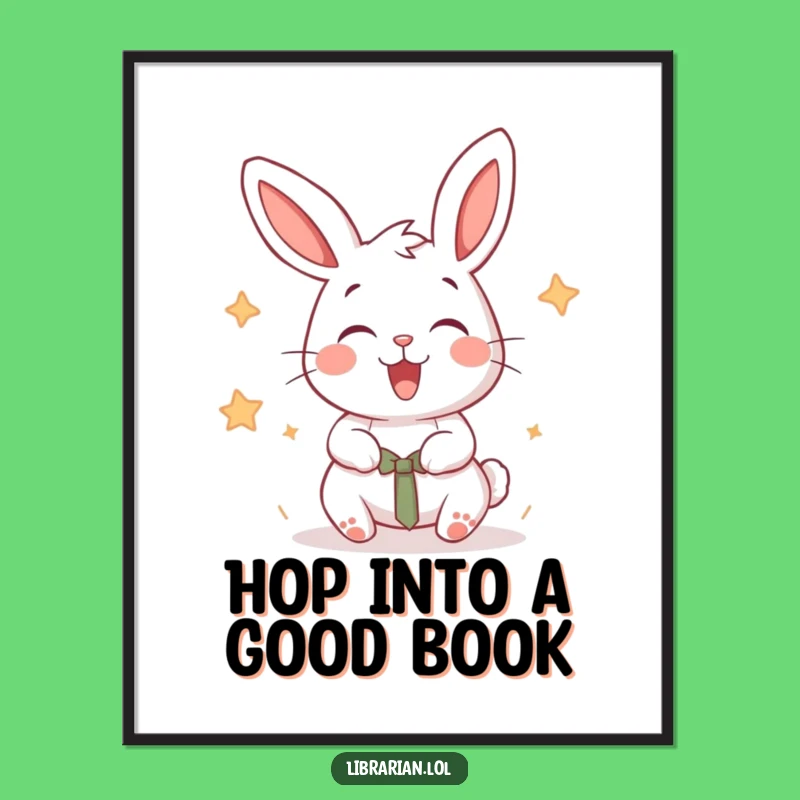 Energetic Bunny Library Art: Free Printable Downloadable Wall Decor