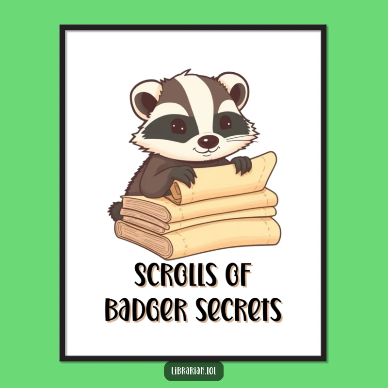 Free Printable Funny Badger Art: Secret Scrolls Downloadable Humorous Wall Decor