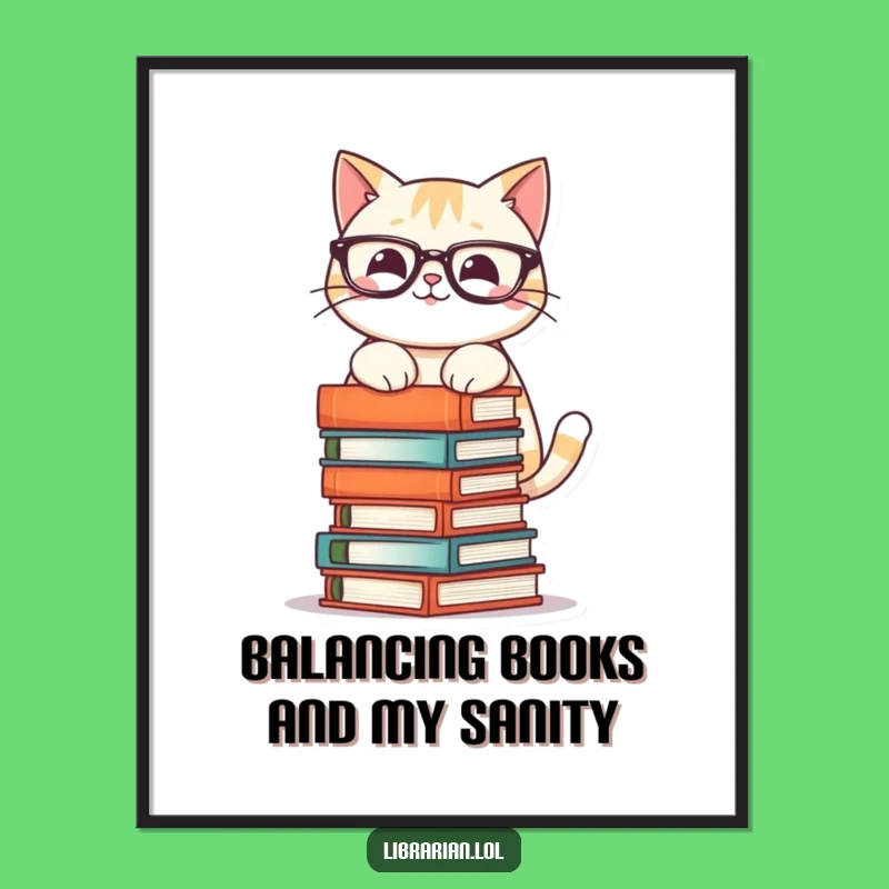 Free Printable Wall Art: Bookish Cat Stacking - Fun Downloadable Art for Your Wall