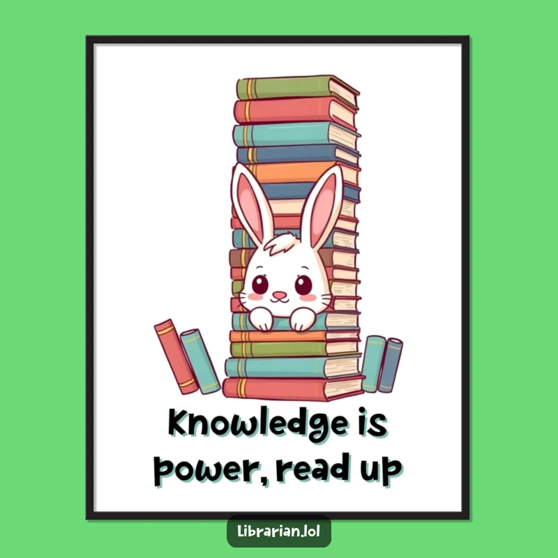 Free Printable Wall Art: Curious Bookish Bunny, Whimsical Downloadable Decor