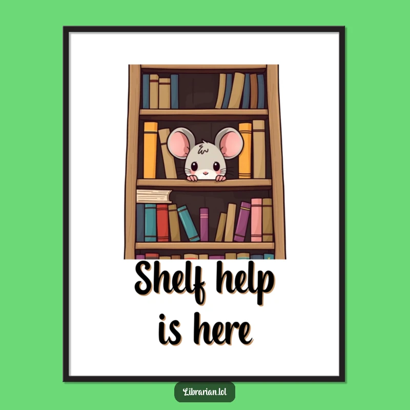 Free Printable Wall Art: Curious Mouse Peeking, Humorous Downloadable Decor for Book Nooks