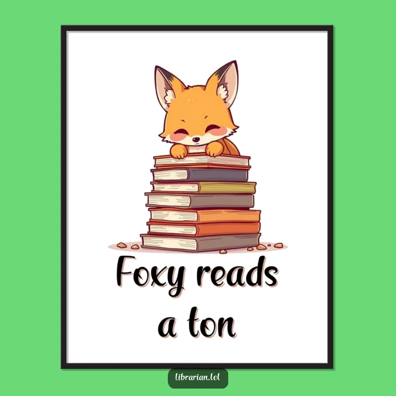 Free Printable Wall Art: Funny Bookworm Fox Art Downloadable Decor