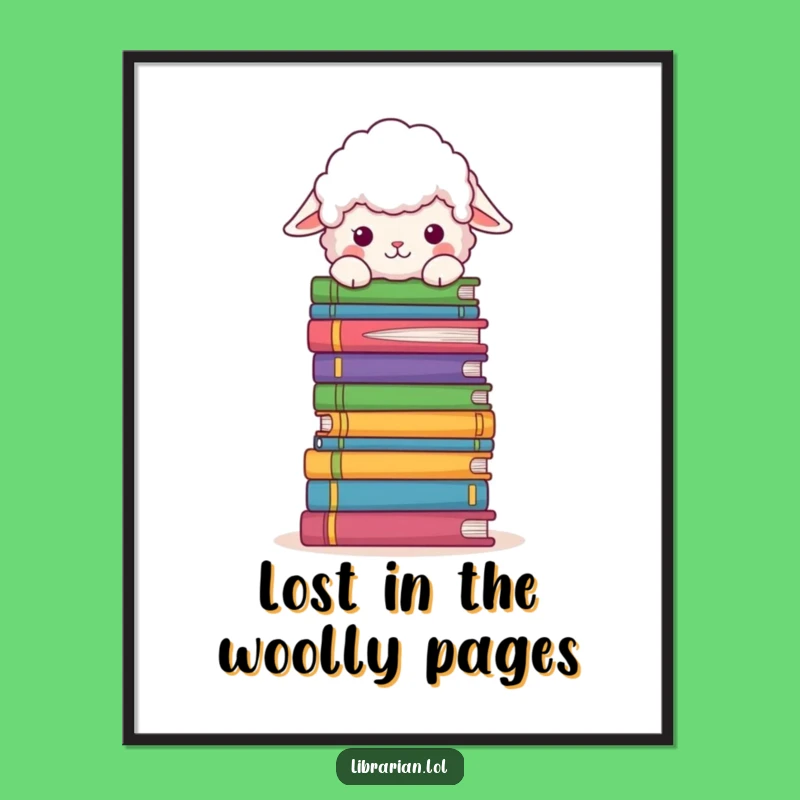 Funny Free Printable Wall Art: Sheep's Book Nook! Humorous Downloadable Decor.