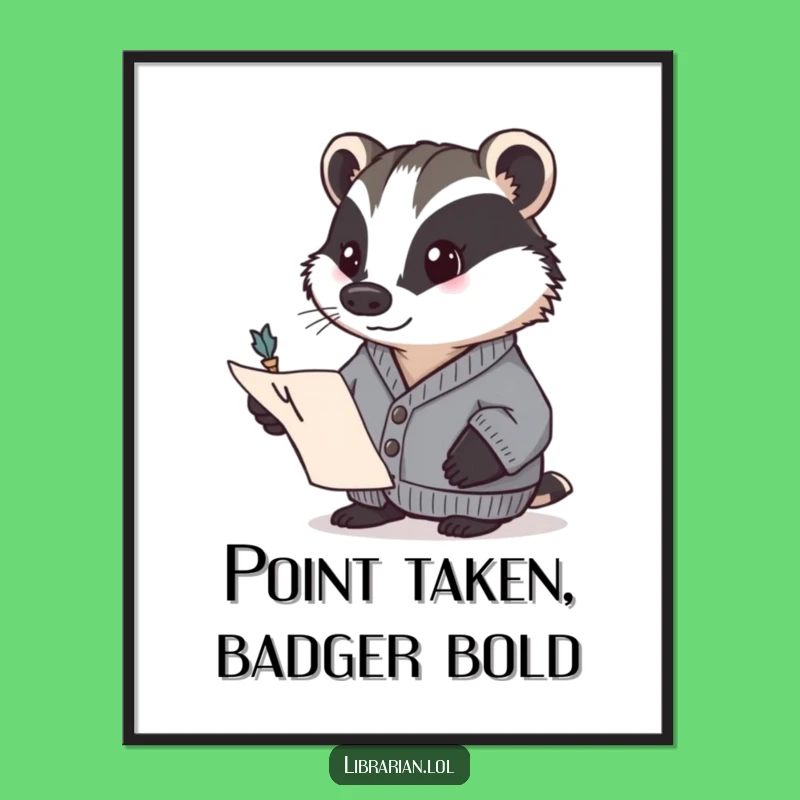 Funny Free Printable Wall Art: Badger Author, Downloadable Art for Study