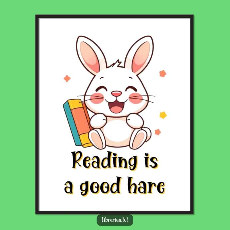 Funny Free Printable Wall Art: Rabbit's Library Card! Whimsical Downloadable Decor.