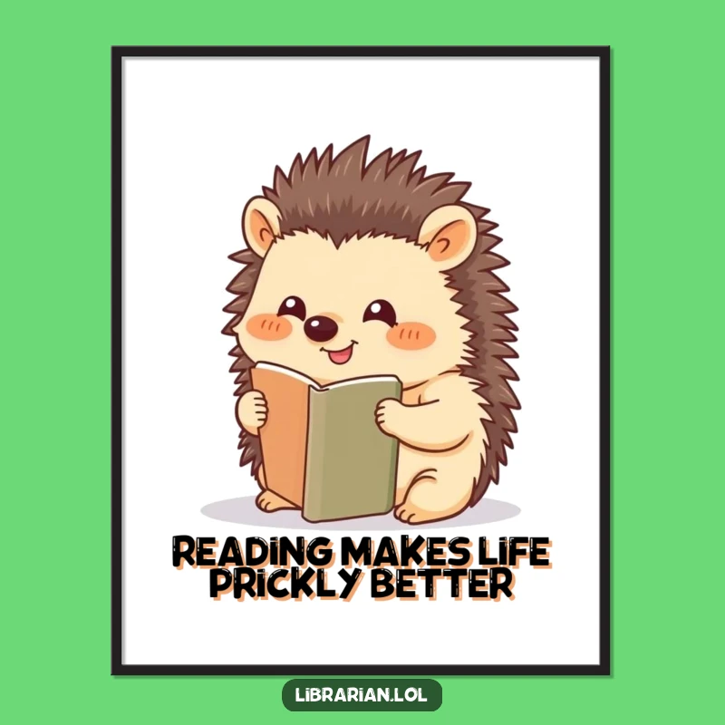 Funny Free Printable Wall Art: Happy Hedgehog Reader Decor, Downloadable Art For Your Home
