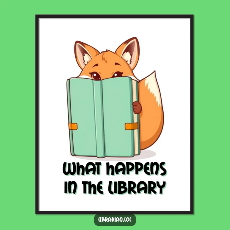 Funny Free Printable Fox Librarian Art: Mischievous Peeking Downloadable Decor