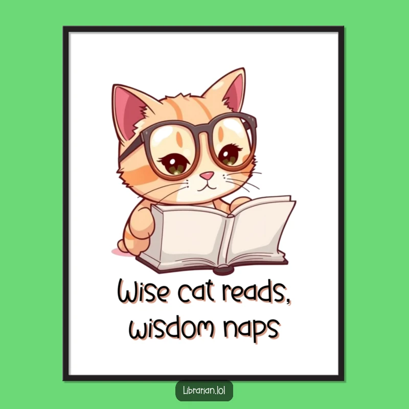 Free Printable Wall Art: Intellectual Cat Decor Downloadable Art for Book Lovers!