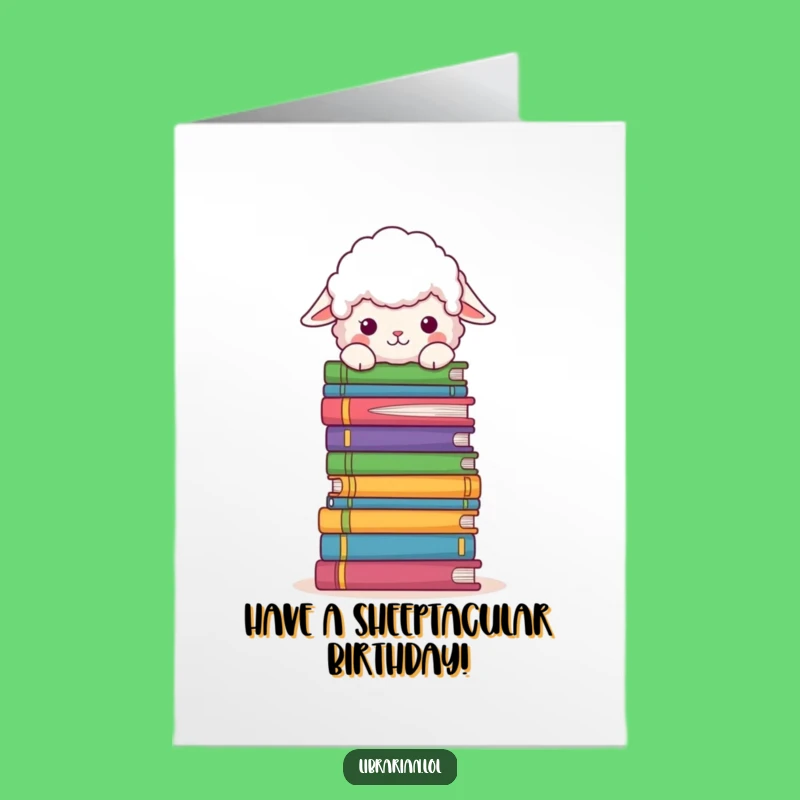 Free Printable Birthday Card: Sheep Loves Books! Funny Downloadable Gift for Readers.