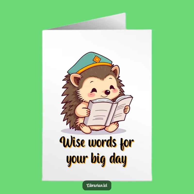 Free Printable Hedgehog Birthday Card: Funny Knowledge Cap Reader Downloadable Gift