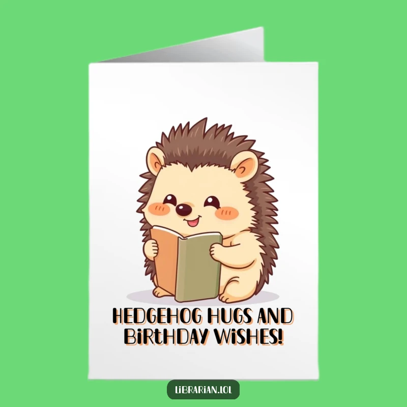 Free Printable Birthday Card: Happy Hedgehog Bookmark Reader Funny Downloadable Gift